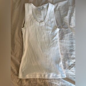 Babaton White Ribbed Tank Top